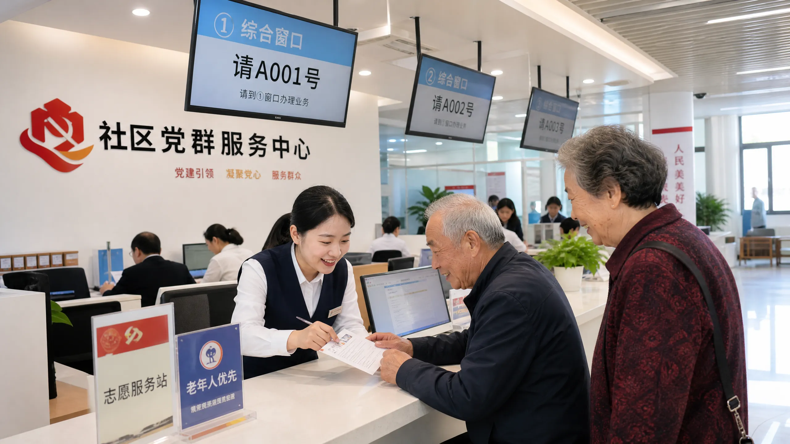 社区便民服务中心工作人员为居民办理业务